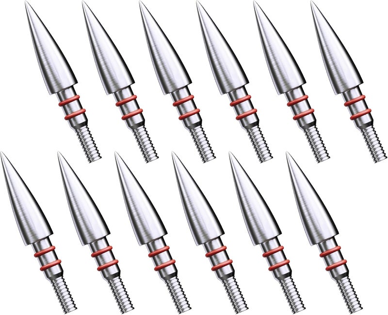 MOLFUJ MOLFUZ 12pcs Archery Field Points 100/125/150/200/300 Grain, Stainless Steel Screw-in Practice Arrow Tips for Recurve, Compound Crossbow, Hunting and Target Shooting - Image 1